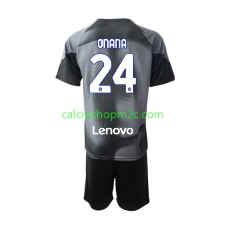 Inter Milan Andre Onana 24 Portiere Bambino Maglia Prima 2022/2023 Manica Corta (+ Pantaloncini)